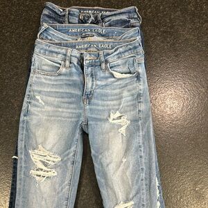 Lot of 3 distressed AE skinny jeans
